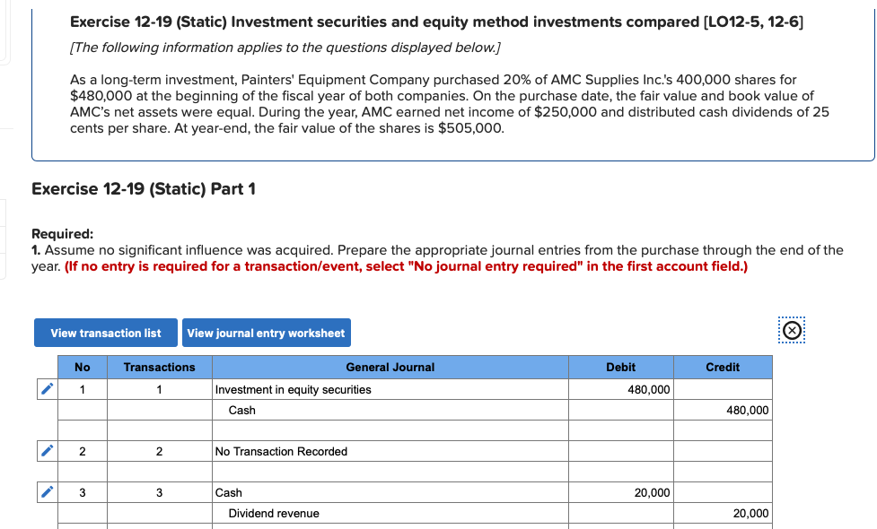 Solved Exercise 12 19 Static Investment Securities And Chegg