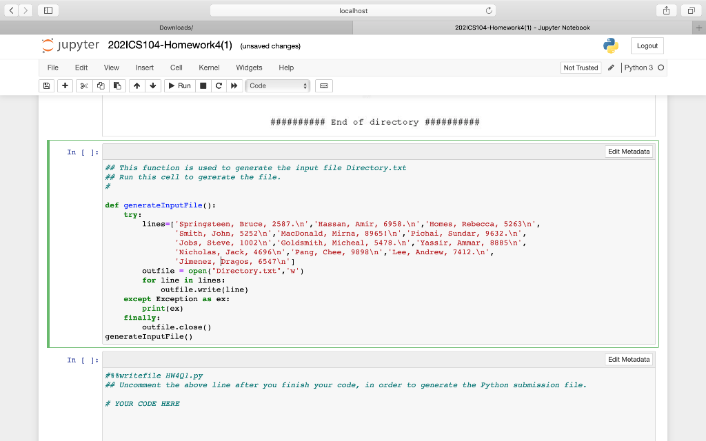Solved localhost Downloads/ 2021C5104-Homework4/11 - Jupyter | Chegg.com