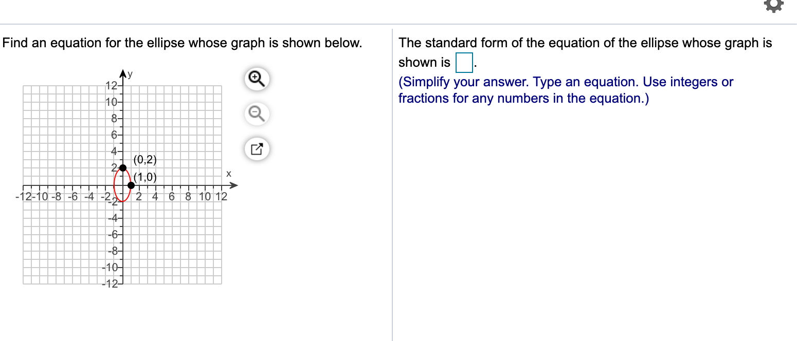 Solved Find an equation for the ellipse whose graph is shown | Chegg.com