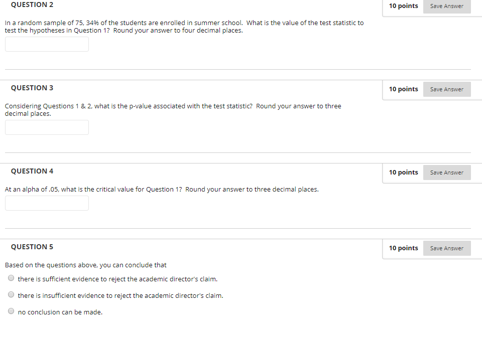 QUESTION 2 10 points Save Answer In a random sample | Chegg.com
