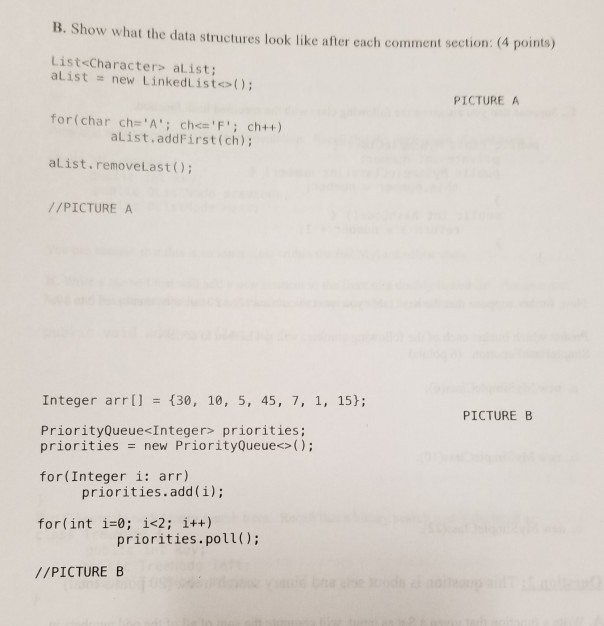 Solved B. Show What The Data Structures Look Like After Each | Chegg.com