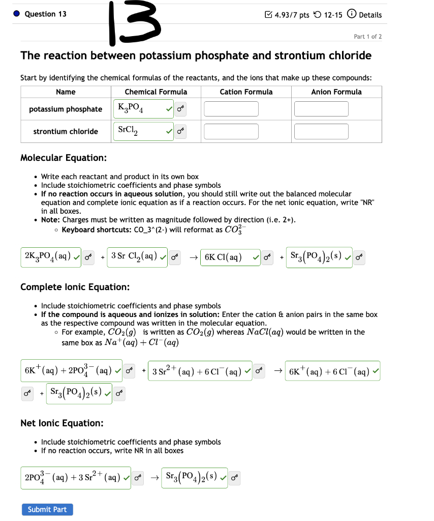 Solved The reaction between potassium phosphate and sodium | Chegg.com