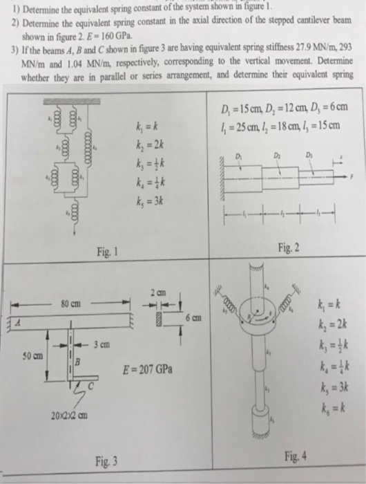 Solved 1) Determine The Equivalent Spring Constant Of The | Chegg.com