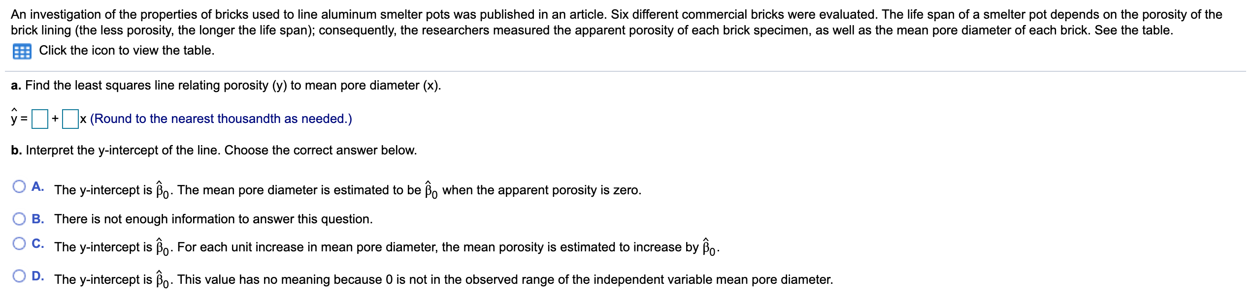 Solved An investigation of the properties of bricks used to | Chegg.com