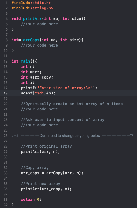 Solved 1 #include 2 #include void printArr(int *a, int size) | Chegg.com