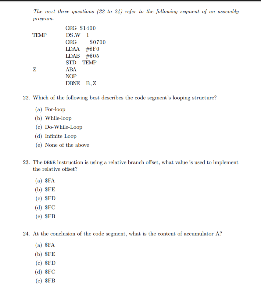 Solved This Is HCS12 Assembly Language, I Need Answers For | Chegg.com