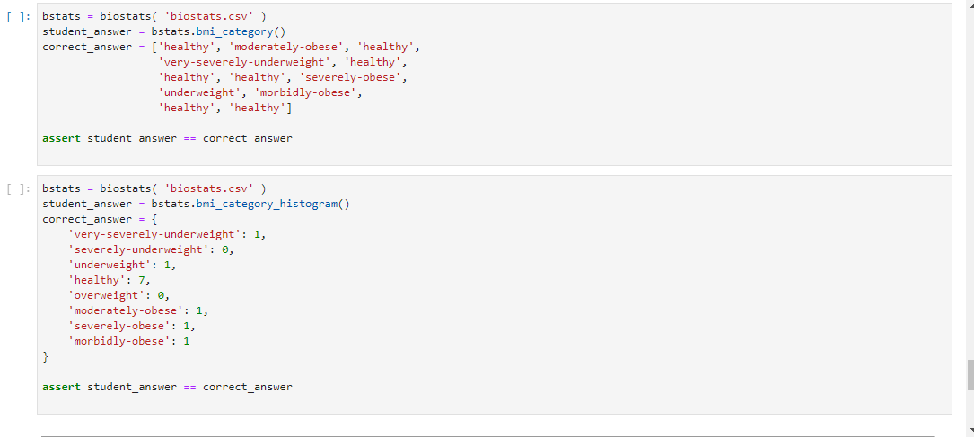 Solved Specifications: • Write a Python class named biostats | Chegg.com