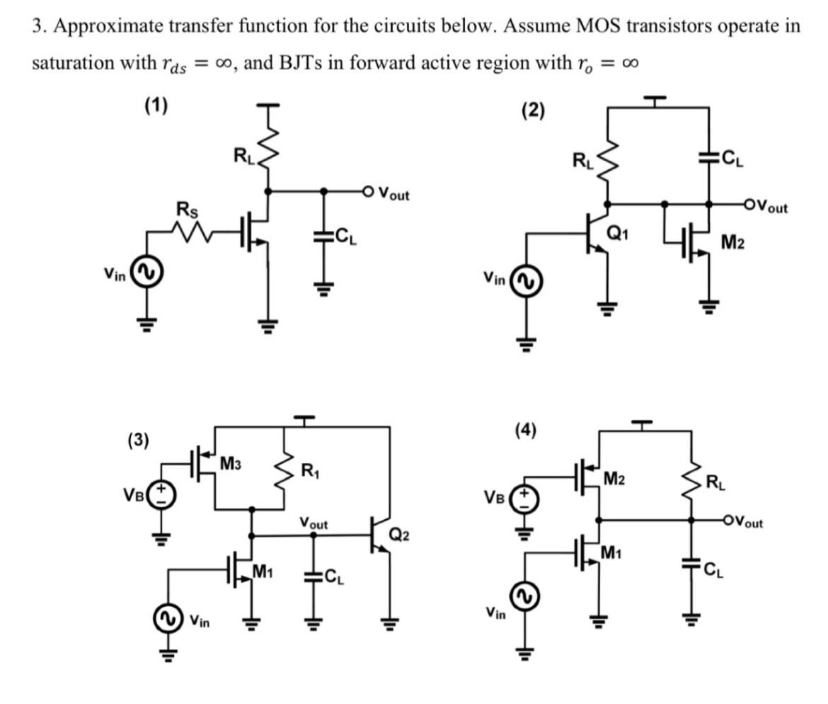 Solved 3. Approximate transfer function for the circuits | Chegg.com