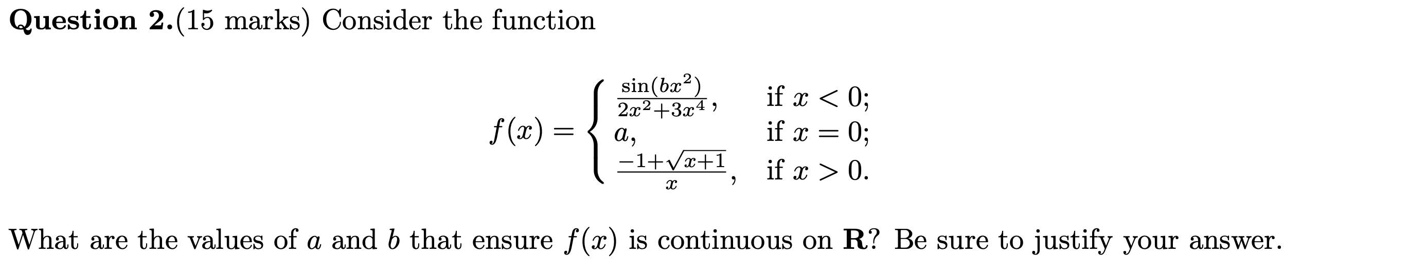 Solved Question 2.(15 marks) Consider the function | Chegg.com