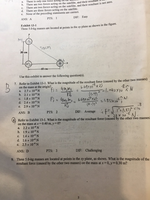 Solved Three 5.0-kg Masses Are Located At Points In The Xy 