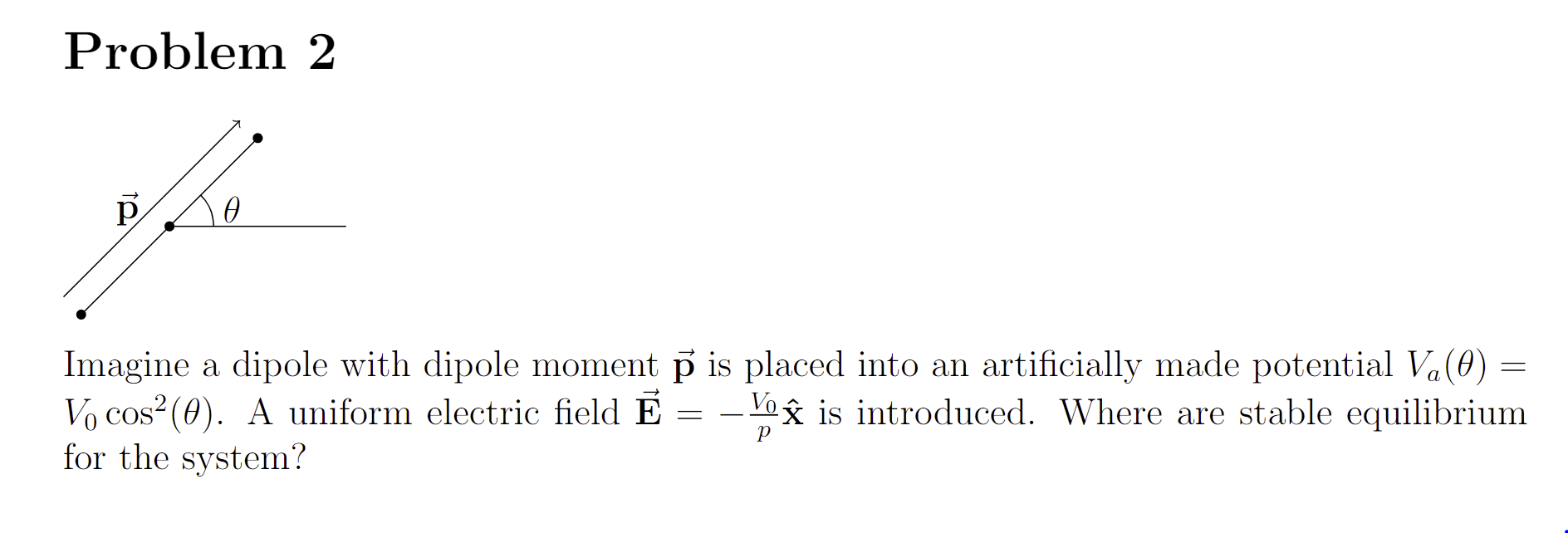 Solved Problem 2 p Imagine a dipole with dipole moment p is | Chegg.com