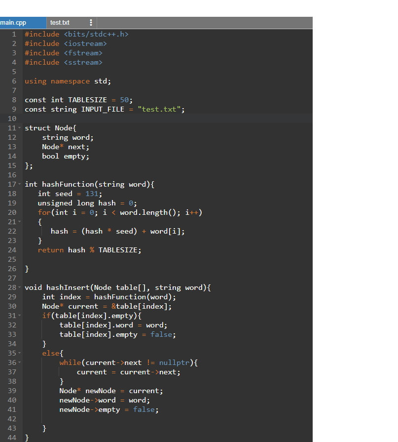 Solved IN C++. I need to create a Hash Table that | Chegg.com