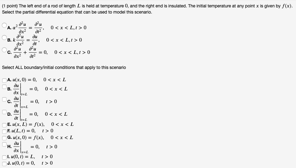 Solved The Left End Of A Rod Of Length 𝐿l Is Held At Temp Chegg Com