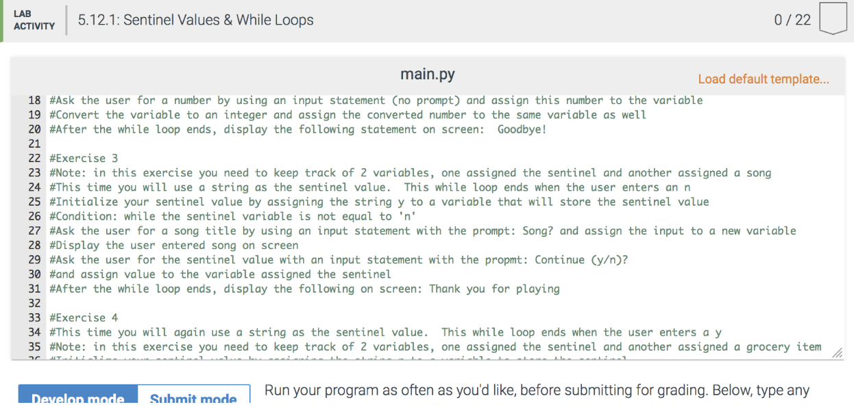Solved LAB ACTIVITY 5.12.1: Sentinel Values & While Loops | Chegg.com