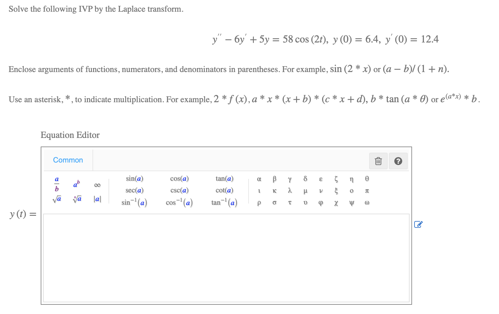 Solved Solve The Following Ivp By The Laplace Transform Y”