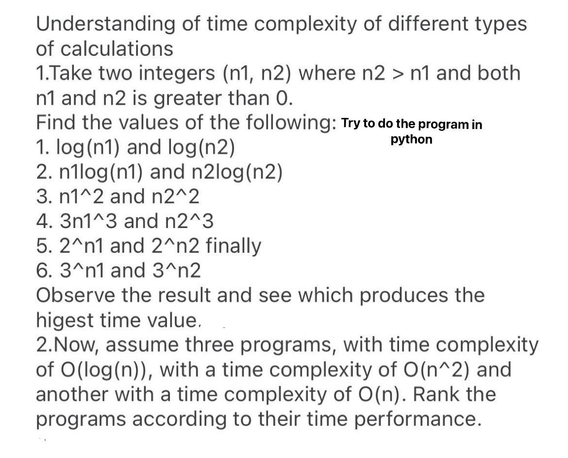 Solved Understanding of time complexity of different types | Chegg.com