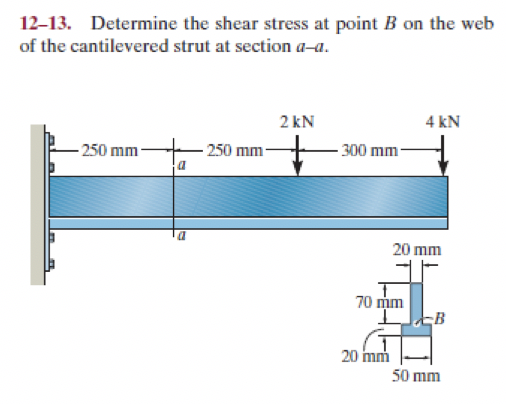 Solved 12-13. Determine the shear stress at point B on the | Chegg.com