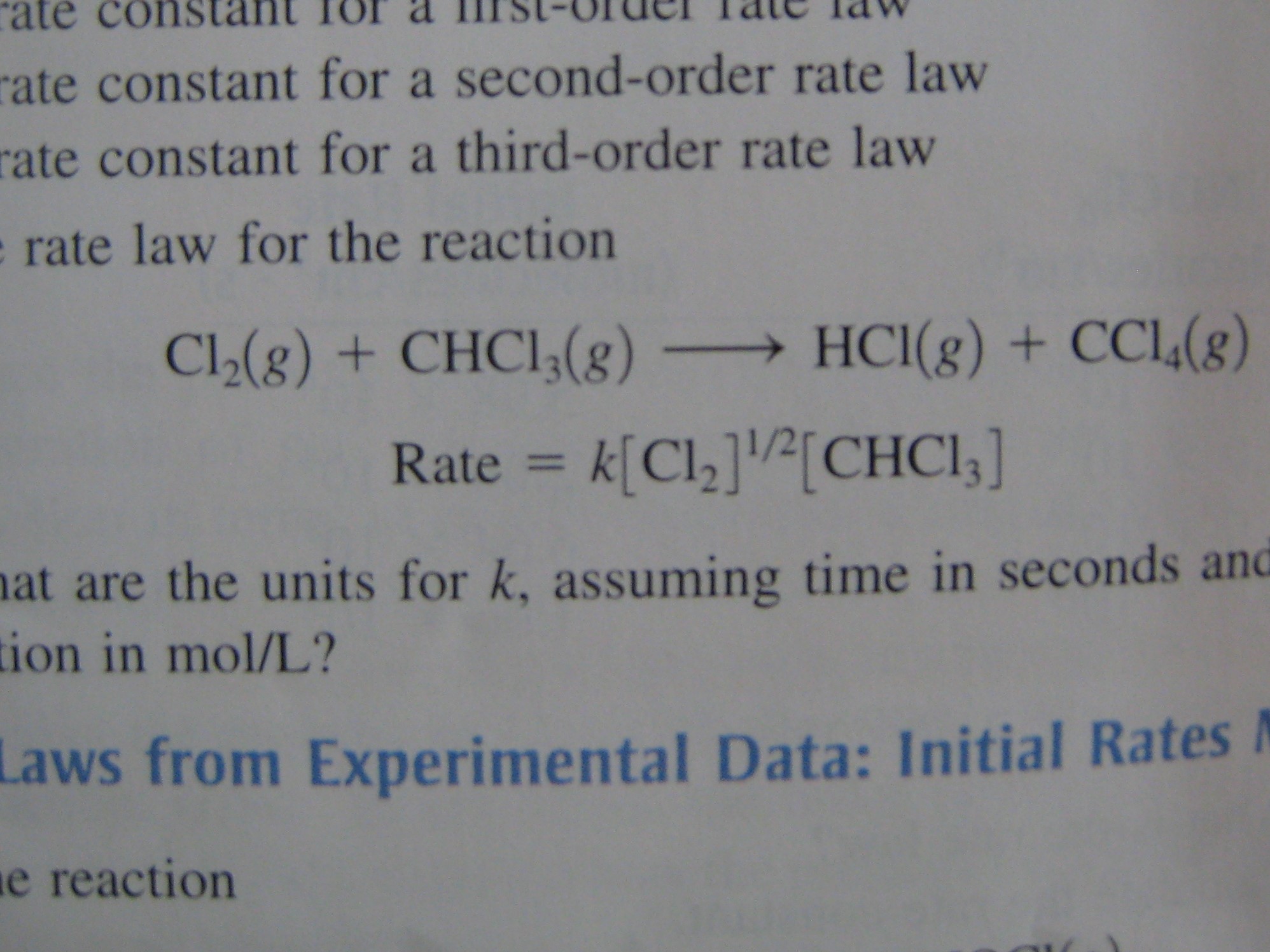 Ate constant for a second order rate law cate chegg