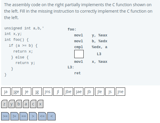 Solved The assembly code on the right partially implements | Chegg.com