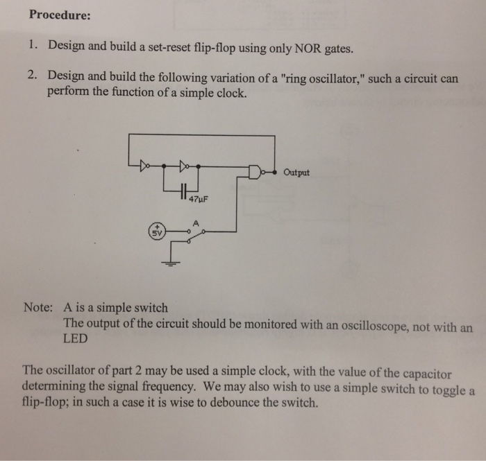 Solved Procedure: 1. Design and build a set-reset flip-flop | Chegg.com