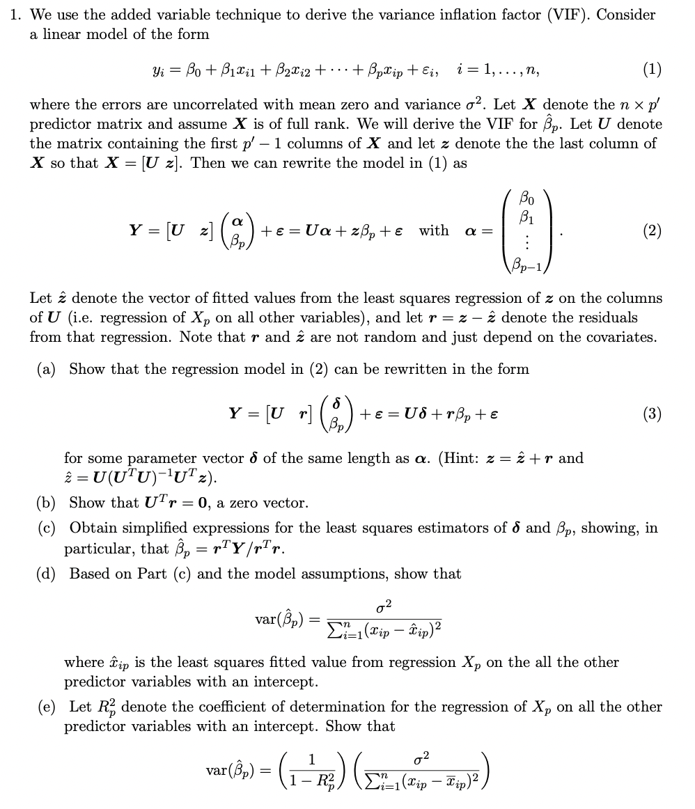 Solved 1. We use the added variable technique to derive the | Chegg.com