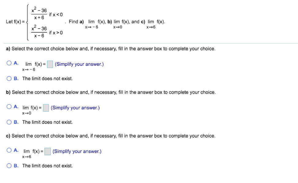 X2 36 If X 0 Let F X Find A Lim F X B Lim Chegg Com