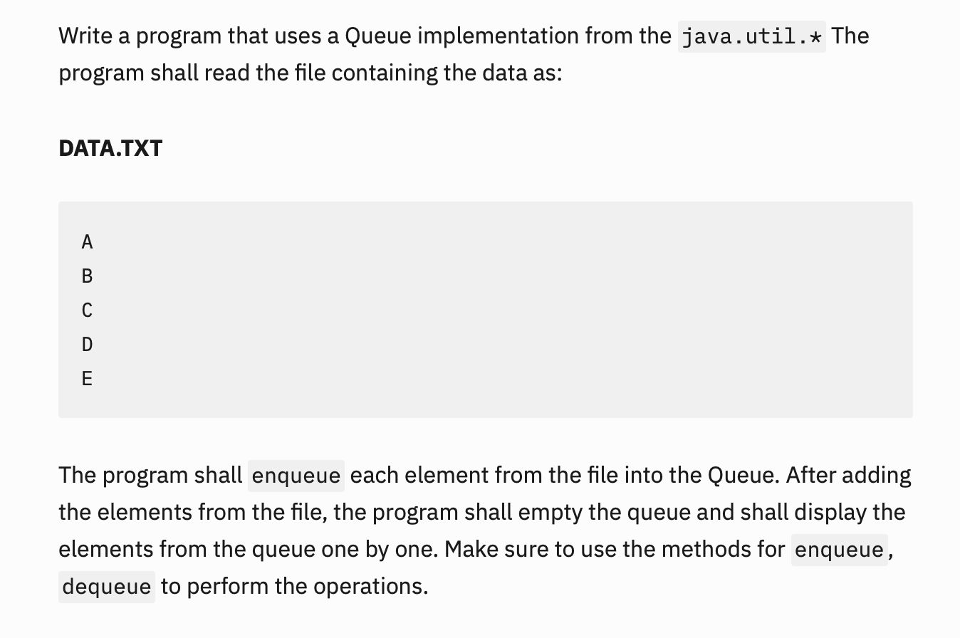 Solved Write a program that uses a Queue implementation from | Chegg.com