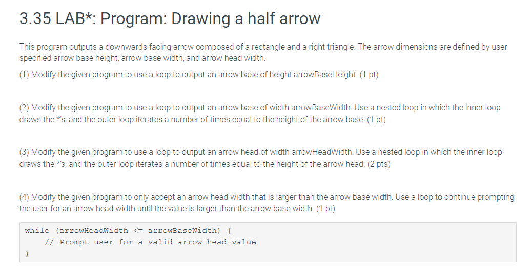 Solved Example output for arrowBaseHeight =5, arrowBaseWidth | Chegg.com