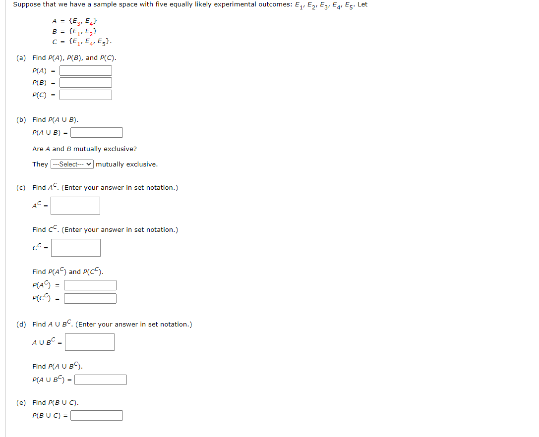 Solved Suppose that we have a sample space with five equally | Chegg.com