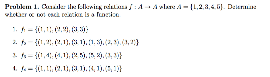 Solved Problem 1. Consider The Following Relations F : A -A | Chegg.com