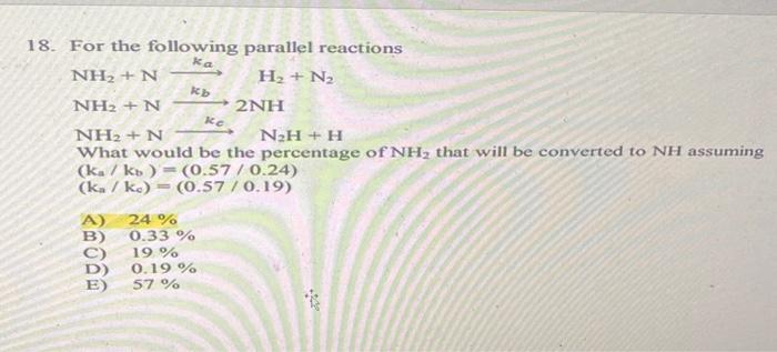 Solved 8. For the following parallel reactions | Chegg.com