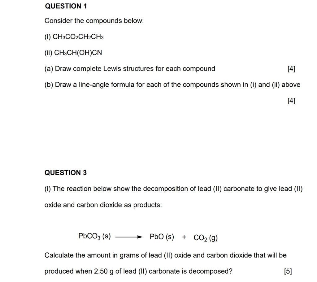 Solved QUESTION 1 Consider The Compounds Below: (i) | Chegg.com