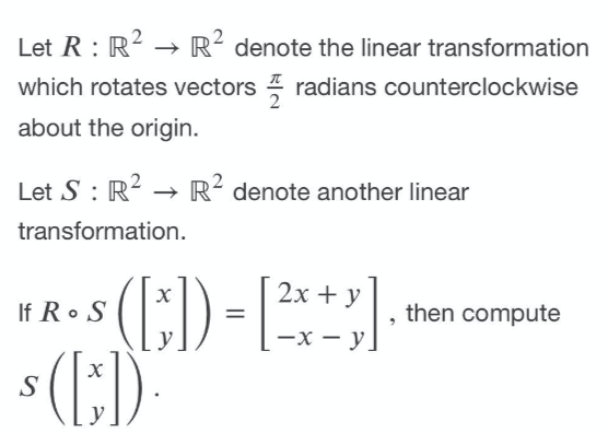 Solved Let R: R? → R2 denote the linear transformation which | Chegg.com