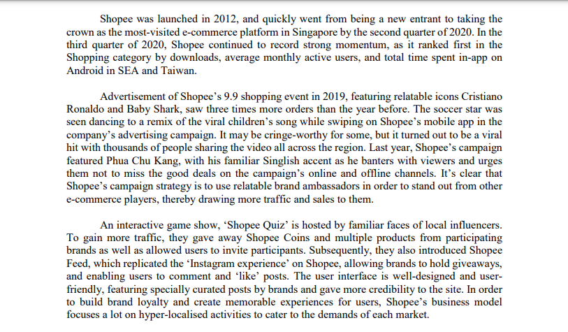 A look into and understanding of Shopee