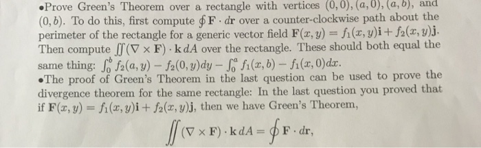 Solved 0),(a,b), and Prove Green's Theorem over a rectangle | Chegg.com