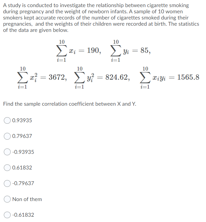 Solved A study is conducted to investigate the relationship | Chegg.com