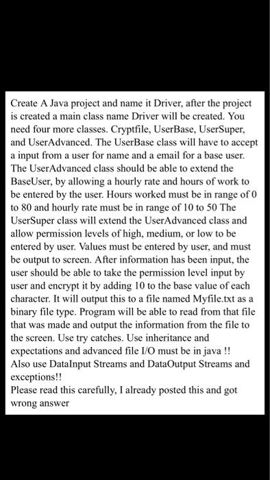 Create A Java project and name it Driver, after the | Chegg.com