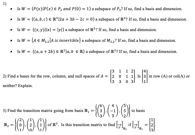 Solved Is W P X P X E Pz And Po 1 A Subspace Of Chegg Com