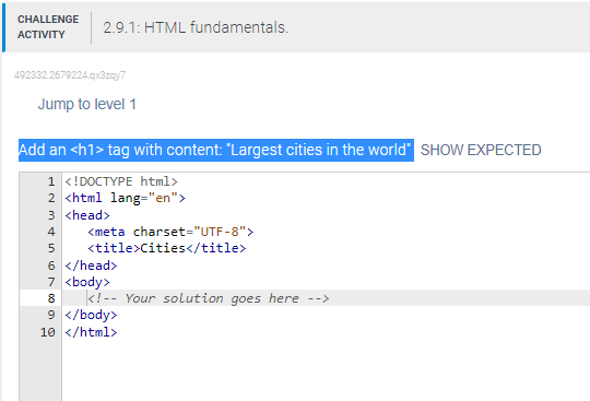Solved CHALLENGE ACTIVITY2.9.1: HTML fundamentals. | Chegg.com