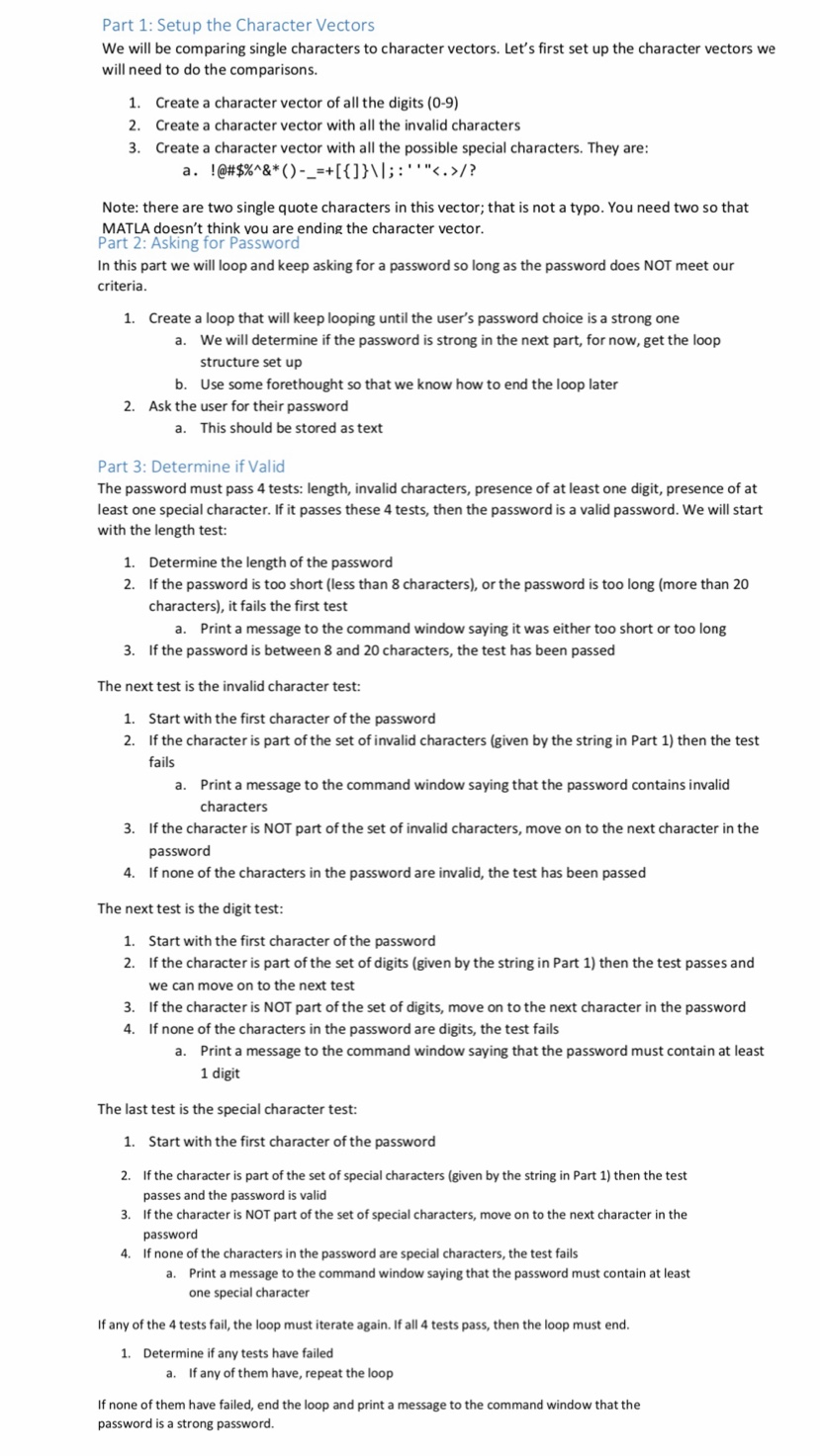 Part 1: Setup the Character Vectors We will be | Chegg.com