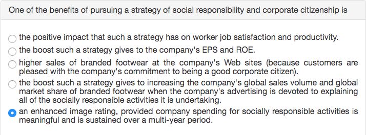 The benefits of pursuing a strategy of social responsibility