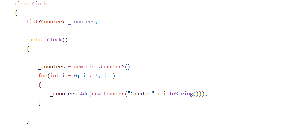 Solved class clock { List _counters; public clock() { | Chegg.com