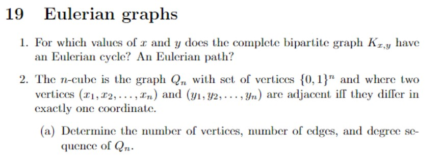 (Solved) : B Find Values N Graph Qn Eulerian Cycle Q42704806 ...