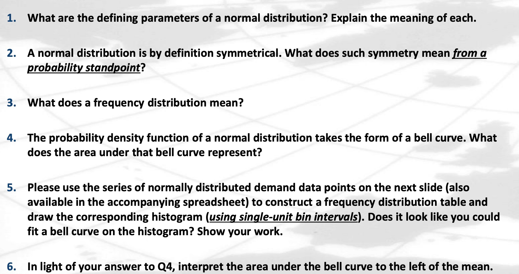 Solved 1. What are the defining parameters of a normal | Chegg.com