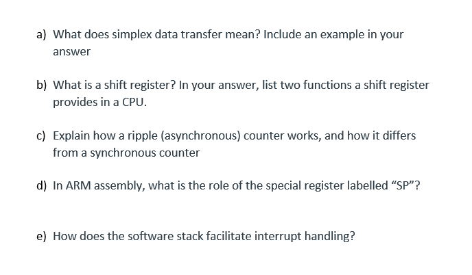 Solved A What Does Simplex Data Transfer Mean Include A Chegg Com