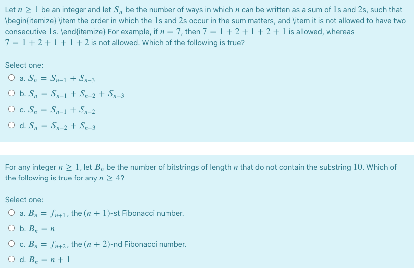 Solved Let n > 1 be an integer and let S, be the number of | Chegg.com