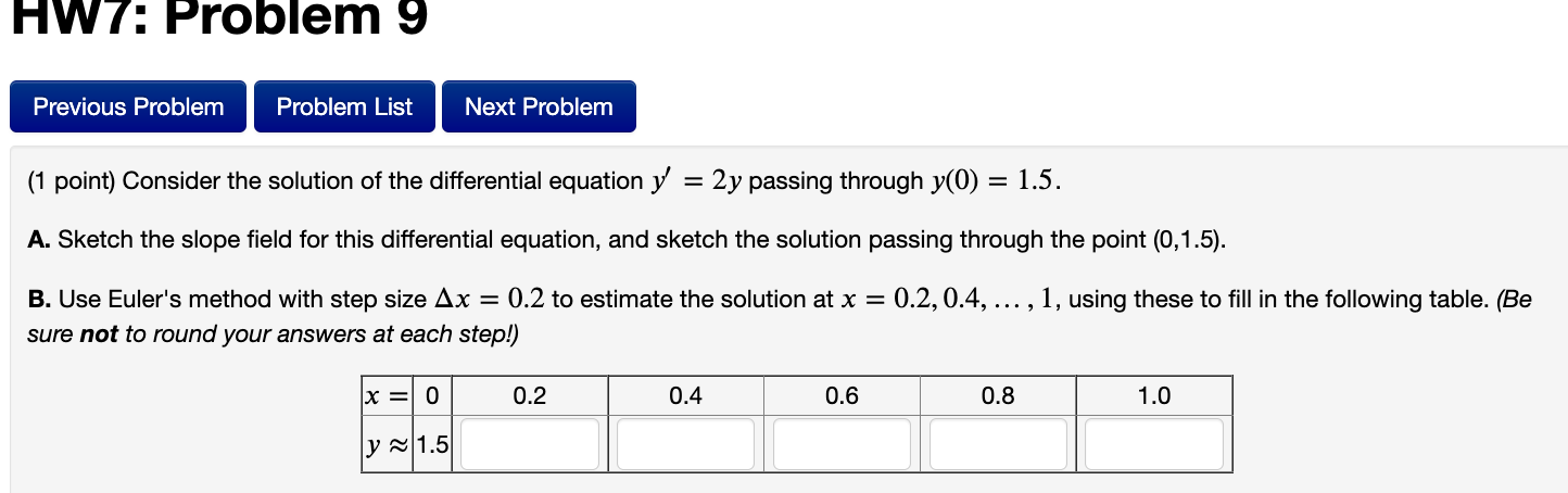 Solved 1 Point) Consider The Solution Of The Differential | Chegg.com