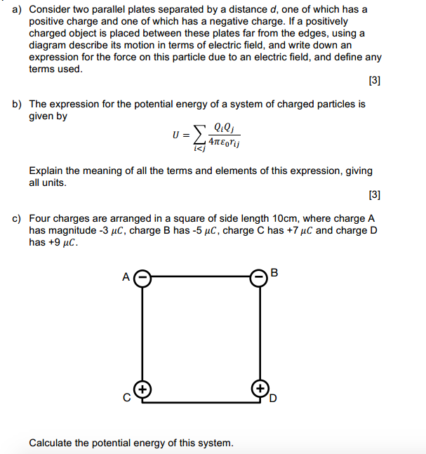 Solved a) Consider two parallel plates separated by a | Chegg.com