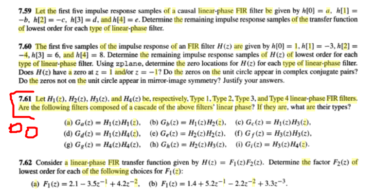 Solved 7.59 Let the first five impulse response samples of a | Chegg.com