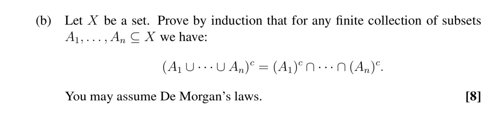 Solved (b) Let X Be A Set. Prove By Induction That For Any | Chegg.com